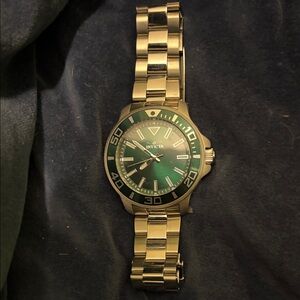 Invicta Gold Watch with Green Dial